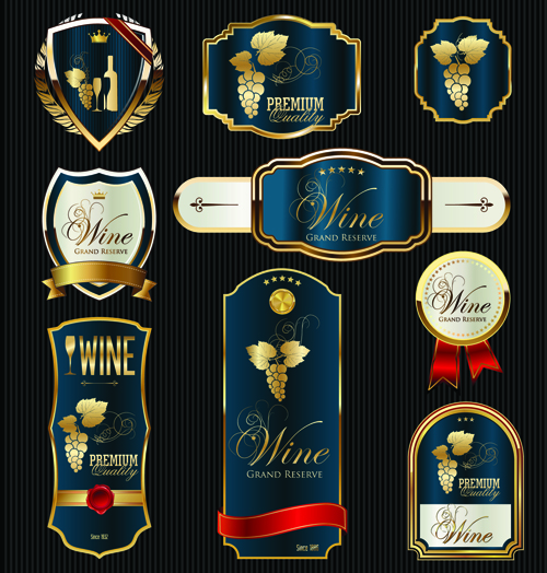 Luxury golden wine labels vector 02 luxury labels golden   