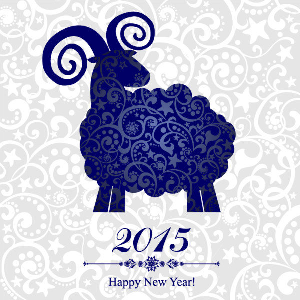 Blue floral sheep 2015 new year background sheep new year background 2015   