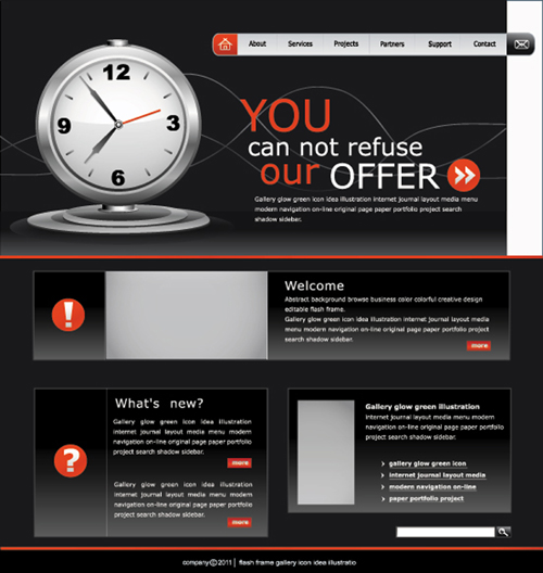 Black style clock website template vector website template vector clock black   