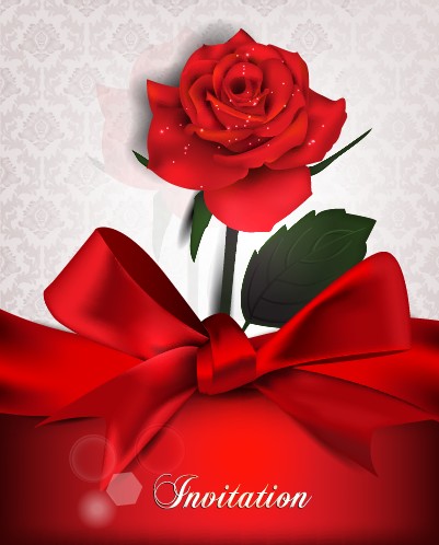 Red bow and red background Invitation cards vector 02 red background invitation cards invitation card background   