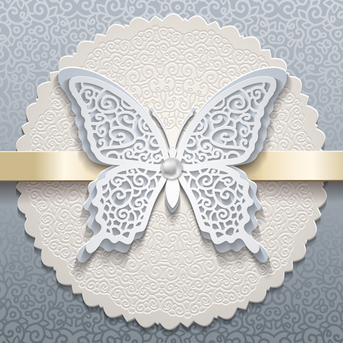 Elegant butterflies vintage card vector material 04 vector material elegant card butterflies   