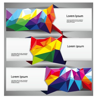 3D colored shapes banners vector set 01 Shape Colored shapes colored banners   