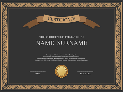 Vintage frame certificate template vectors 03 vintage certificate template certificate   