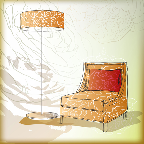 Hand drawn furniture home vector set 01 home hand drawn furniture   