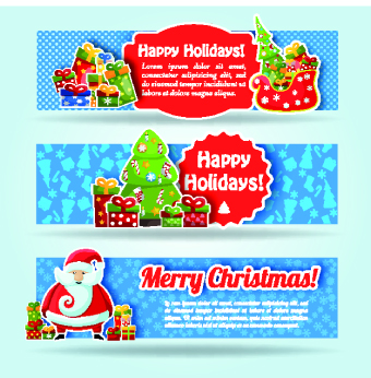 Christmas elements with santa vector banner 05 santa elements element christmas banner   