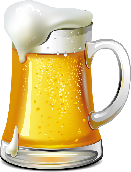 Realistic beer and cups vector material 01 realistic cups beer   