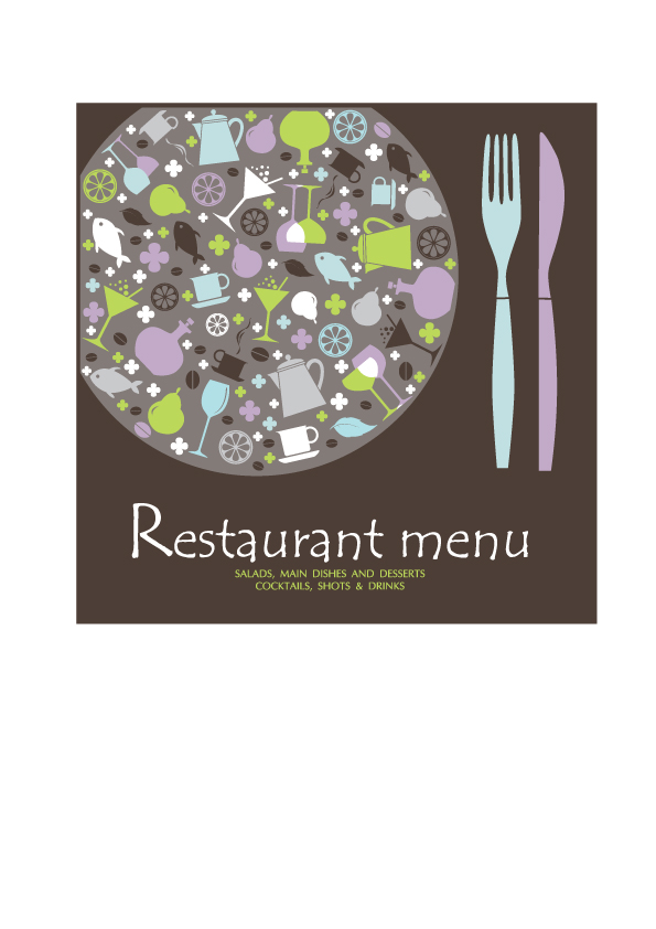 Retro Restaurant Menu cover design art vector 02 Retro font restaurant menu cover   