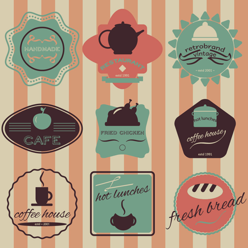 Coffee with cafe colored vintage labels 01 vintage labels colored cafe   