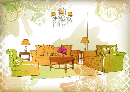 Hand drawn furniture home vector set 02 home hand drawn furniture   