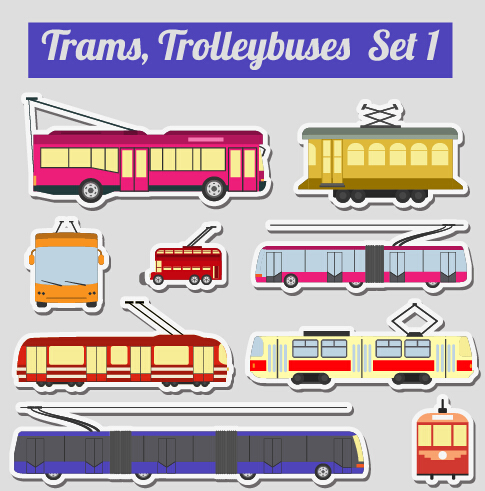 Set of transportation stickers vector material 13 transportation stickers   