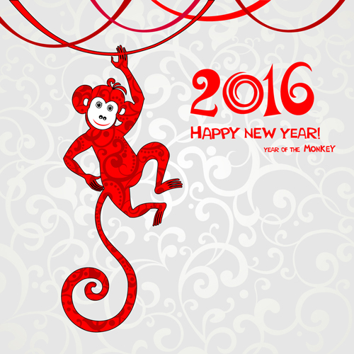 2016 the monkey new year design vector 02 year new monkey 2016   
