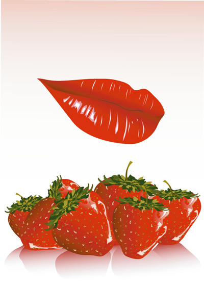 Red lips and strawberry Vector strawberry red lips and   