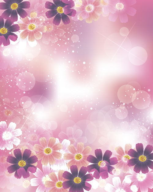 Cute flower with halation background vector 02 halation flower cute background   