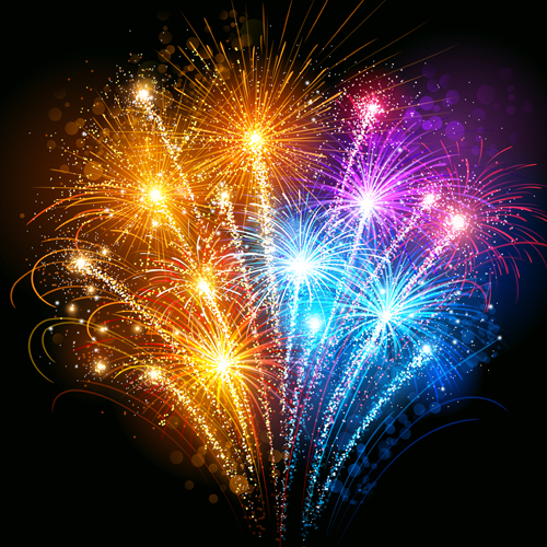 Colorful fireworks holiday celebratory vector 02 Works holiday Fireworks colorful celebratory   