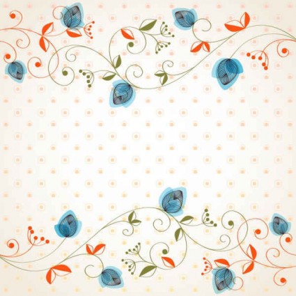 Cute floral art background vector material 01   