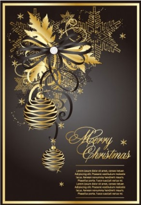 Golden christmas theme vector material theme golden christmas   