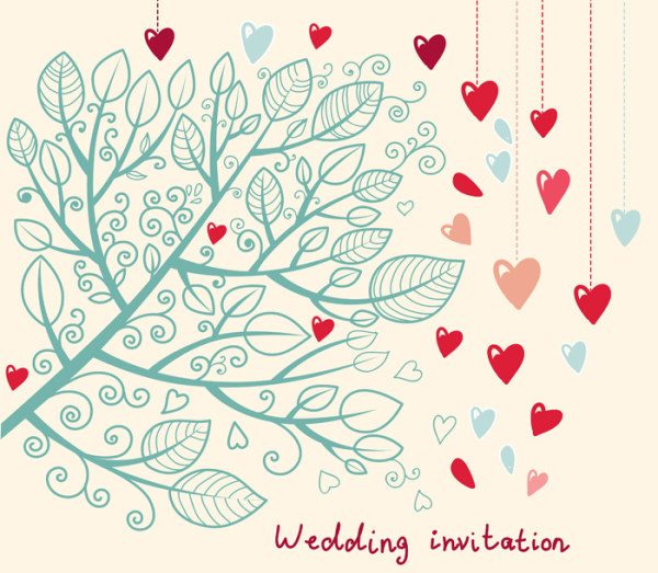 Romantic wedding Invitation card vector 04 wedding romantic invitation card   