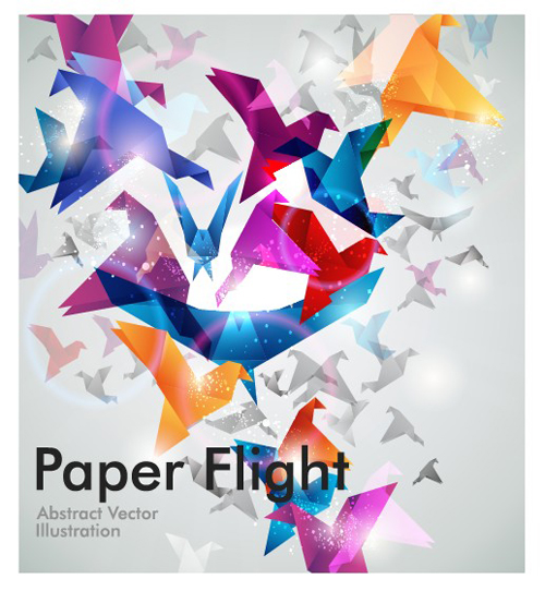 Set of Flight Origami birds vector Illustration 01 origami illustration flight birds bird   