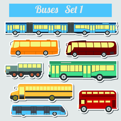 Set of transportation stickers vector material 03 transportation stickers   