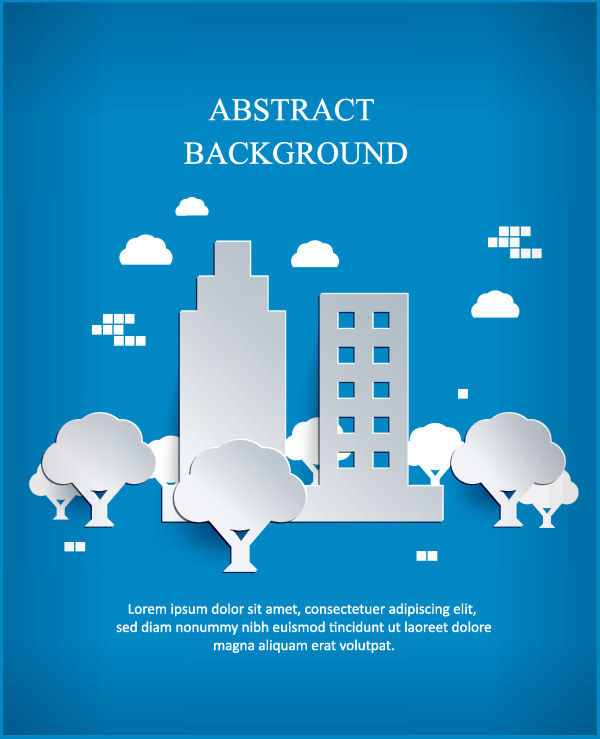 White paper cut city background vector paper cut paper city background vector background   