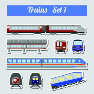 Set of transportation stickers vector material 01 transportation stickers   