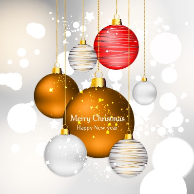 Shiny Xmas baubles design background vector 04 shiny baubles background vector background   