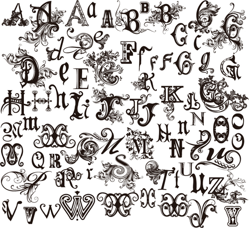 Gothic alphabets vector material 03 material Gothic alphabets   