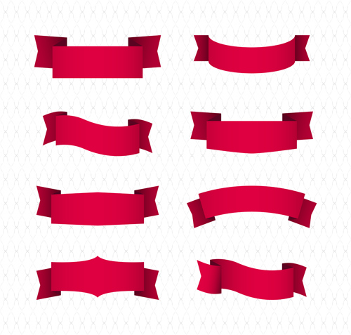 Simply red ribbon vector banners set 06 Simply ribbon red banners   