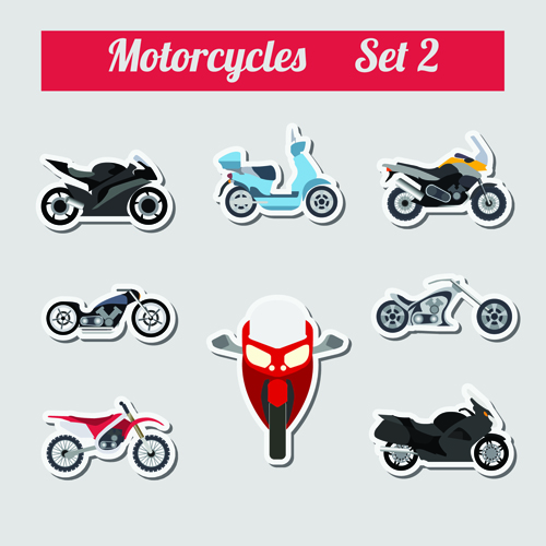 Set of transportation stickers vector material 08 transportation stickers   