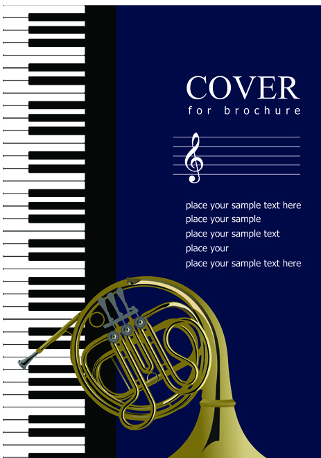 Music brochure Cover vector background 06 music cover brochure   