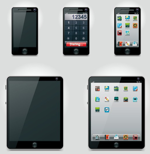 Set of Tablet PC and phone design vector 02 Tablet PC phone   