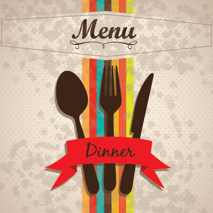 Restaurant menu cover with tableware vector 01 Tableware restaurant menu cover   