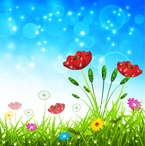 Spring yellow flowers vector background graphics   