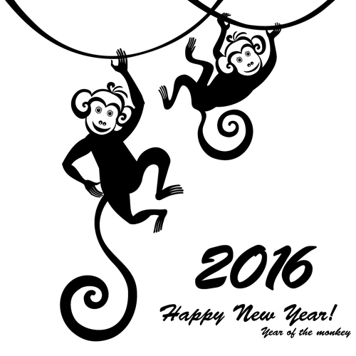 2016 the monkey new year design vector 01 year new monkey 2016   