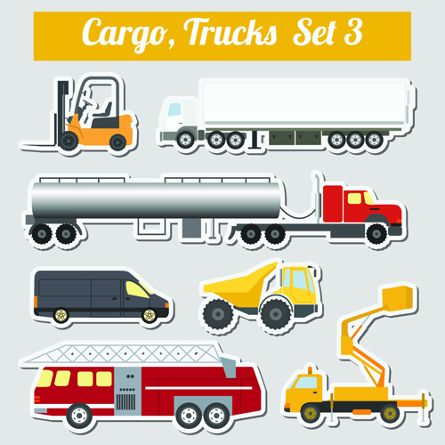 Set of transportation stickers vector material 05 transportation stickers   
