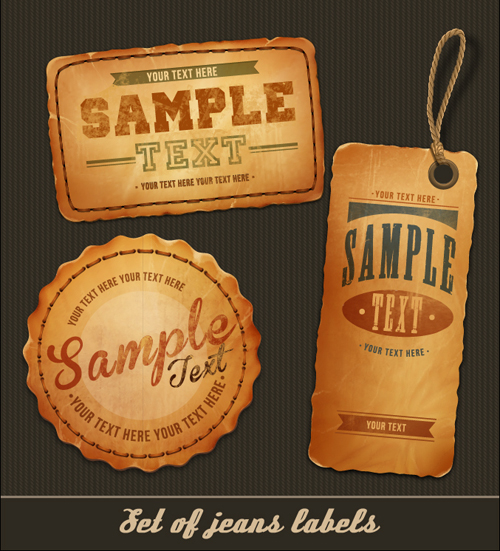 Elements of Retro Jeans Labels vector set 02 Retro font labels label elements element   