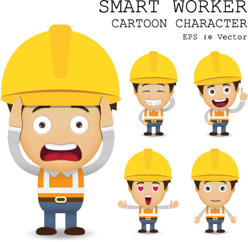 Cute cartoon worker vector set 01 worker cute cartoon cute   