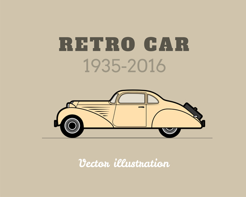 Retro car poster vector design 04 Retro font poster car   