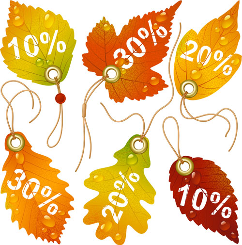 Autumn leaves discounts tags vector tags discount autumn leaves autumn   