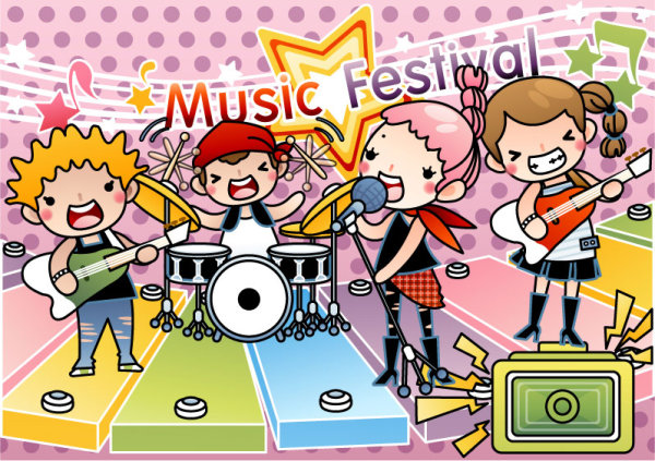 Cartoon music Illustration vetcor 04 illustration cartoon music   