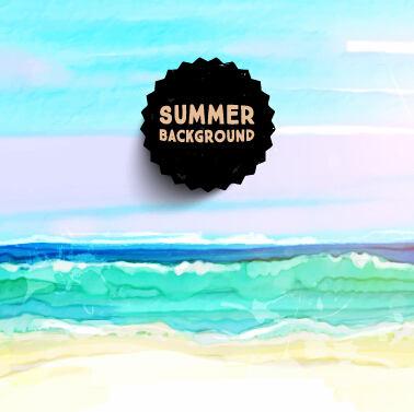 Watercolor drawn summer background vector watercolor summer background   
