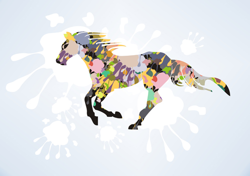 Creative running horse design vector set 04 running horse creative   