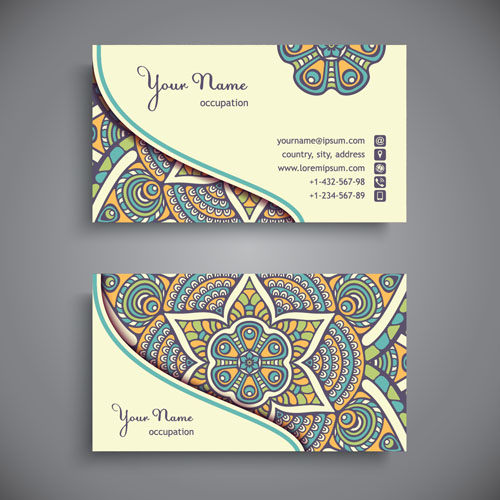 Ethnic pattern business card vintage vector 14 vintage pattern ethnic card business card business   