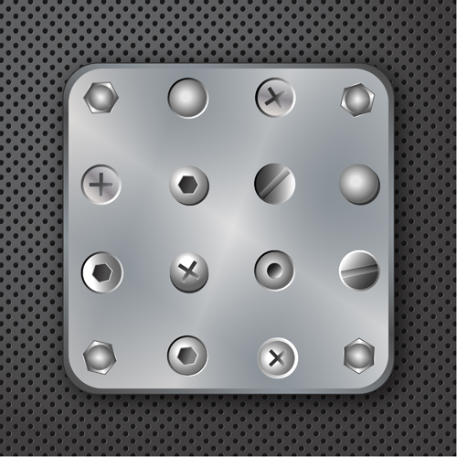 Set of Metal Background with screws vector 04 screws metal   