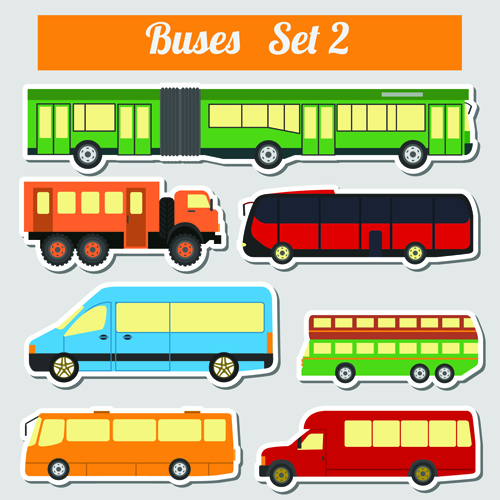 Set of transportation stickers vector material 02 transportation stickers   