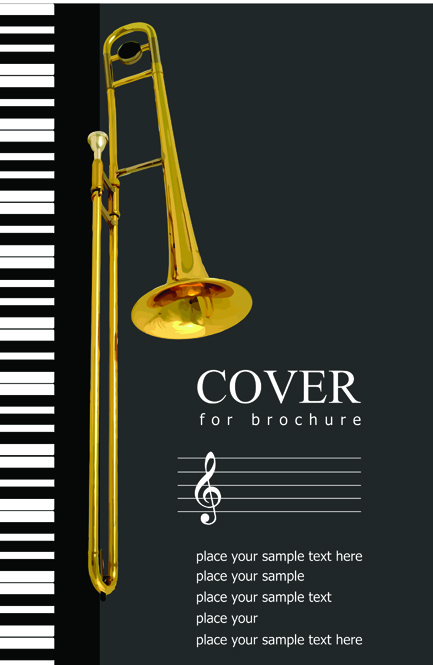 Music brochure Cover vector background 07 music cover brochure   