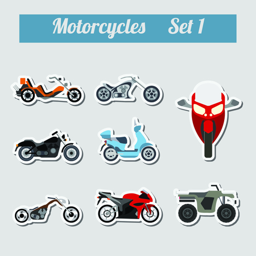 Set of transportation stickers vector material 09 transportation stickers   