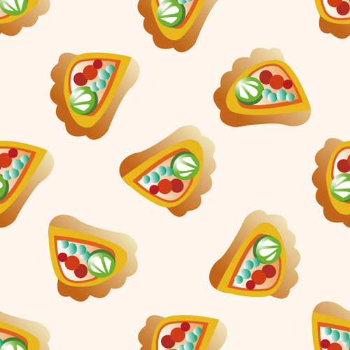 Cartoon pizza pattern seamless vectors 02   