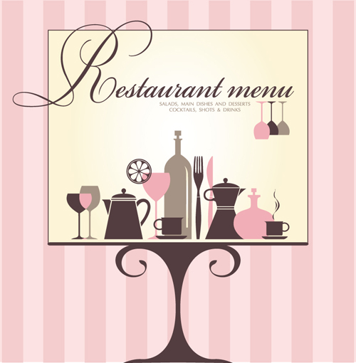 Retro Restaurant Menu cover design art vector 03 Retro font restaurant menu cover   