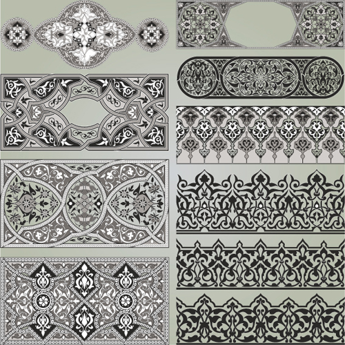 Retro Patterns with frameworks design elements vector 14 Retro font patterns pattern frameworks elements element   